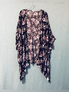 Ardene Burgandy  Floral Open Cardigan Sz OS